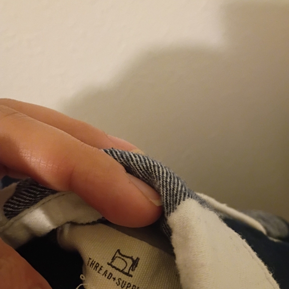 Thread & Supply Navy and White Plaid Short Sleeve Top - Picture 3 of 5